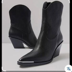 Dolce Vita Black Valory Western Booties/Boots Silver Tip 9 NWT